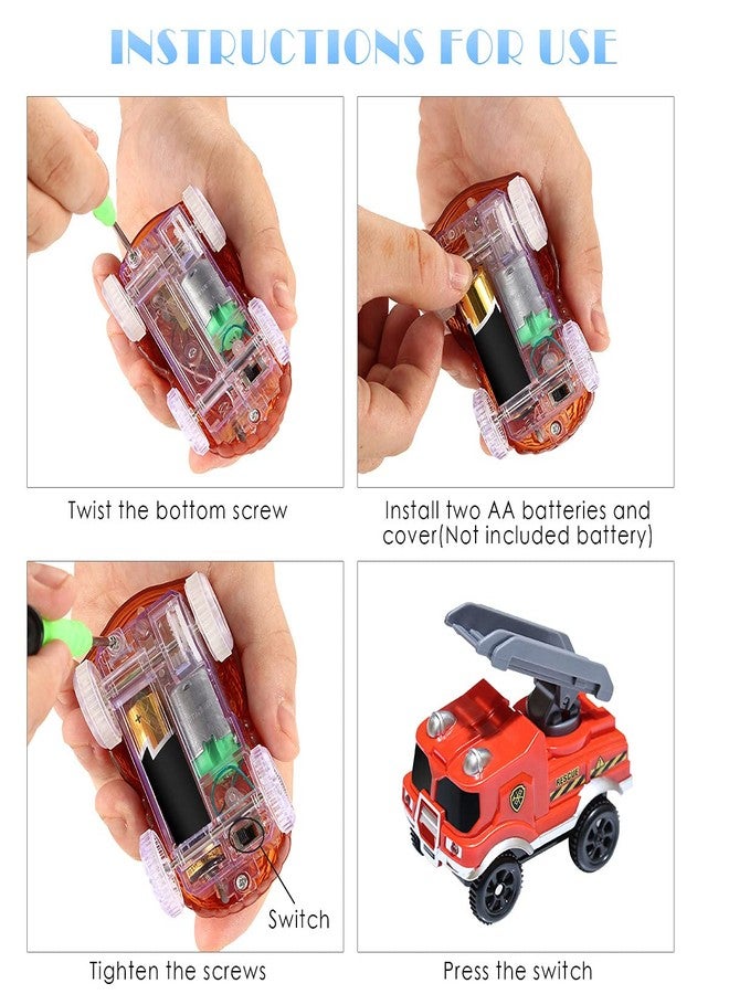 Save Unicorn Tracks Cars Replacement only, Toy Cars for Magic Tracks Glow in the Dark, Racing Car Track Accessories with 5 Flashing LED Lights, Compatible with Most Car Tracks for Kids Boys and Girls(3pack) - Image 4